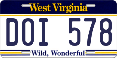 WV license plate DOI578