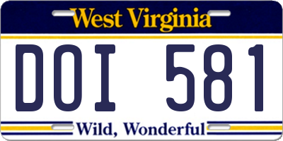 WV license plate DOI581