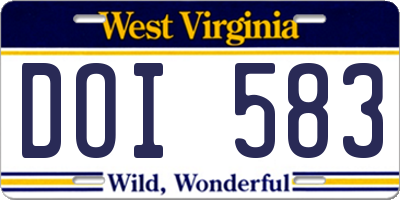 WV license plate DOI583