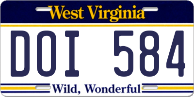WV license plate DOI584