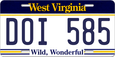 WV license plate DOI585