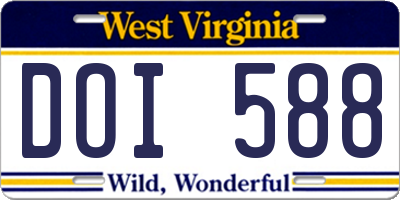 WV license plate DOI588