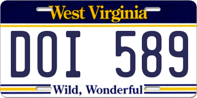 WV license plate DOI589