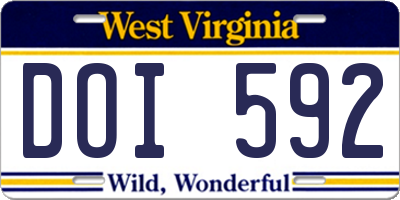 WV license plate DOI592