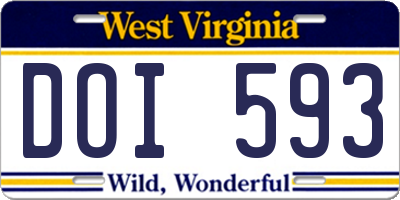 WV license plate DOI593