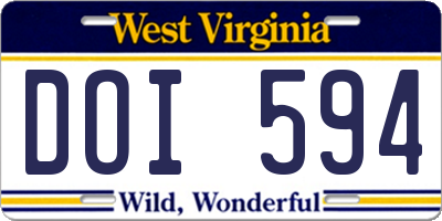 WV license plate DOI594