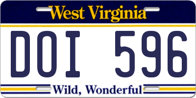 WV license plate DOI596