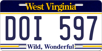 WV license plate DOI597