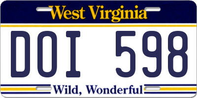 WV license plate DOI598