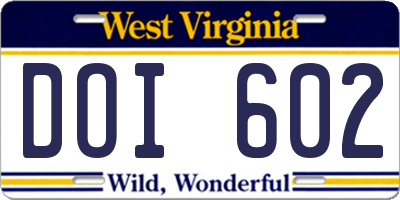 WV license plate DOI602