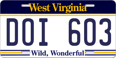 WV license plate DOI603