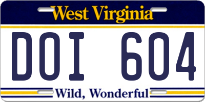 WV license plate DOI604