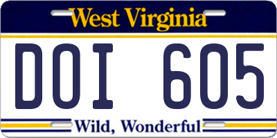 WV license plate DOI605