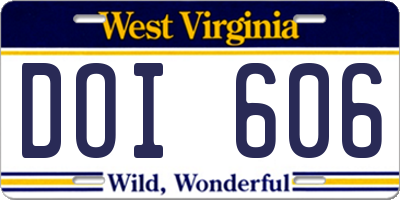 WV license plate DOI606