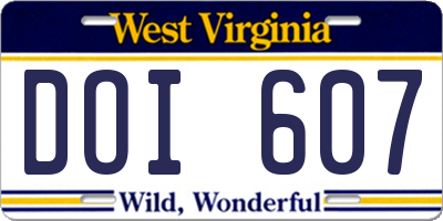 WV license plate DOI607