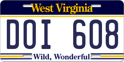 WV license plate DOI608