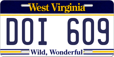 WV license plate DOI609