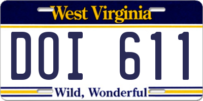 WV license plate DOI611