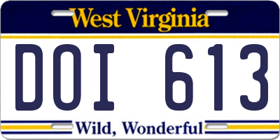WV license plate DOI613