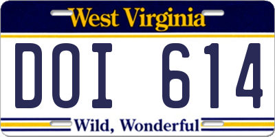 WV license plate DOI614