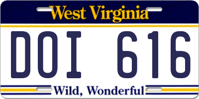 WV license plate DOI616