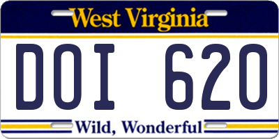 WV license plate DOI620