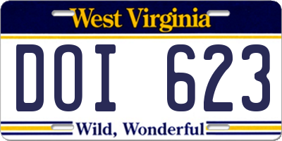 WV license plate DOI623