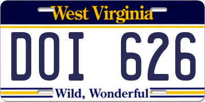 WV license plate DOI626