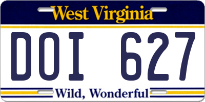 WV license plate DOI627