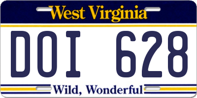 WV license plate DOI628