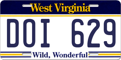 WV license plate DOI629