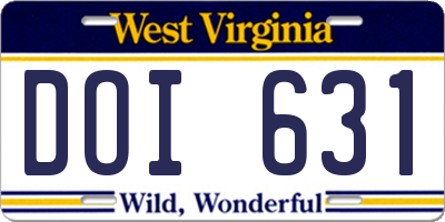 WV license plate DOI631
