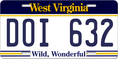 WV license plate DOI632