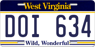 WV license plate DOI634