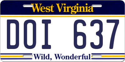 WV license plate DOI637