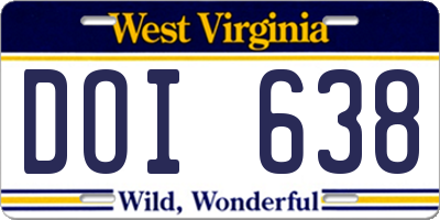 WV license plate DOI638