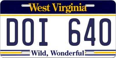 WV license plate DOI640