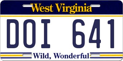 WV license plate DOI641
