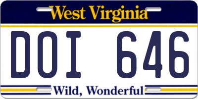 WV license plate DOI646