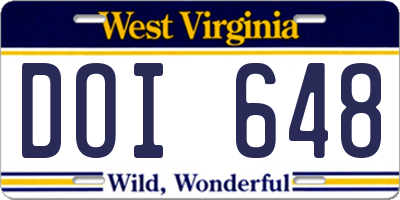 WV license plate DOI648