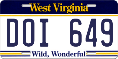 WV license plate DOI649