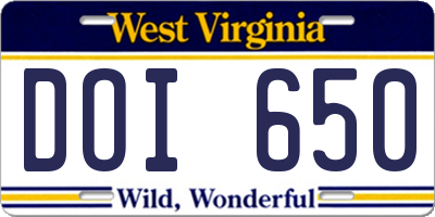 WV license plate DOI650