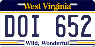 WV license plate DOI652