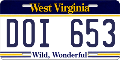 WV license plate DOI653