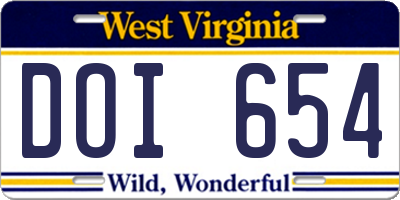 WV license plate DOI654