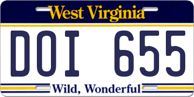 WV license plate DOI655
