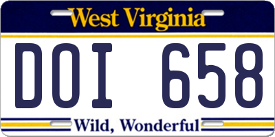 WV license plate DOI658