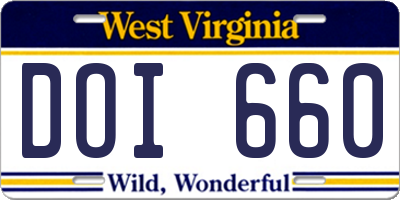 WV license plate DOI660