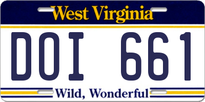 WV license plate DOI661