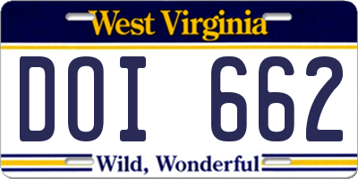 WV license plate DOI662